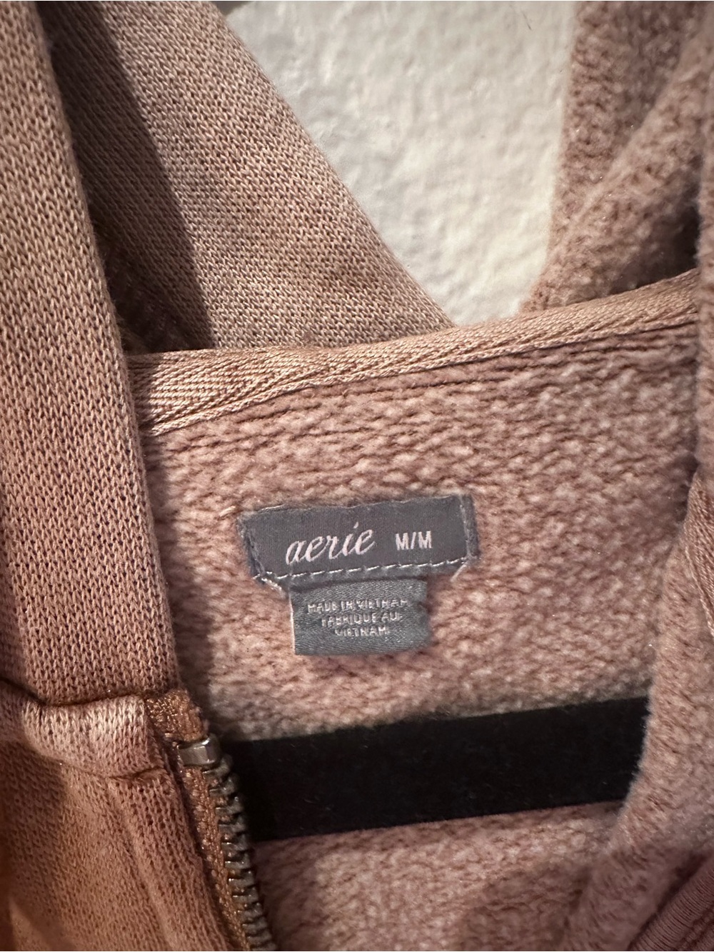 Aerie Oversized Hoodie Sweatshirt - Distressed Brown/Beige - Picture 4 of 6